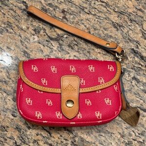 Dooney & Bourke Red/Pink DB Monogram Wristlet Wallet w/ Heart Detail